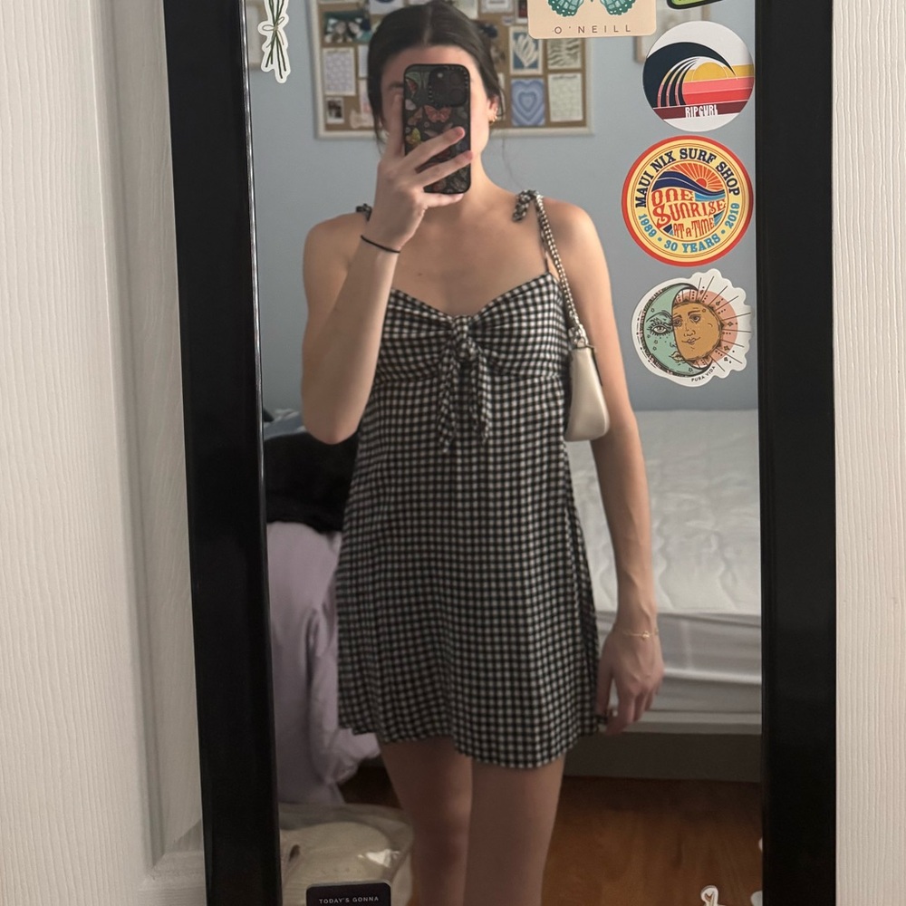 Billabong Checkered Sundress Bow Straps